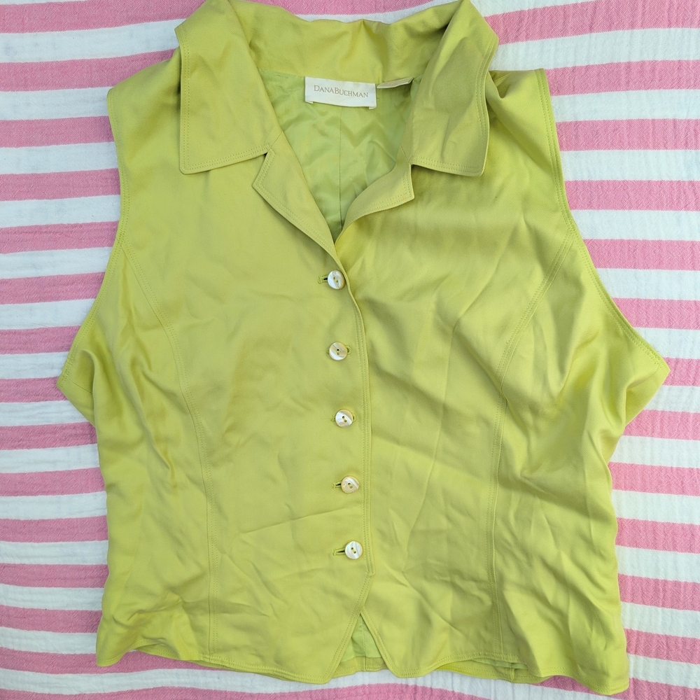 Silk Dana Buchman Women's Yellow Sleeveless Top